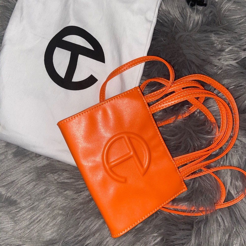 Small orange Telfar shopping bag